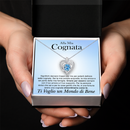 Collana A mia Cognata con Pietra di Zirconia Cubica Azzurra