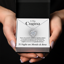 Collana A mia Cugina con Pietra di Zirconia Cubica Bianca