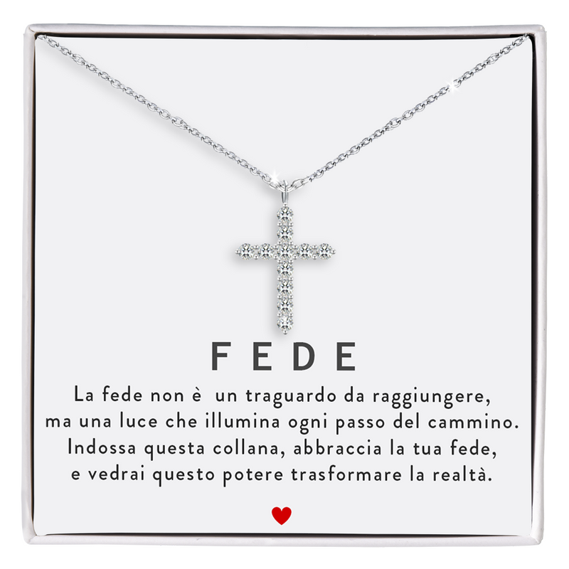 Collana Croce Donna - Argento sterling 925 - Messaggio di FEDE