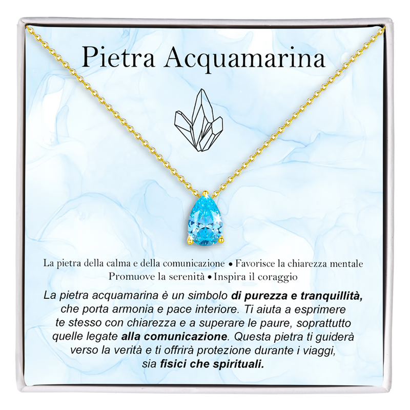 Collana con DEDICA -  in Argento Sterling 925 - Pietra Acquamarina