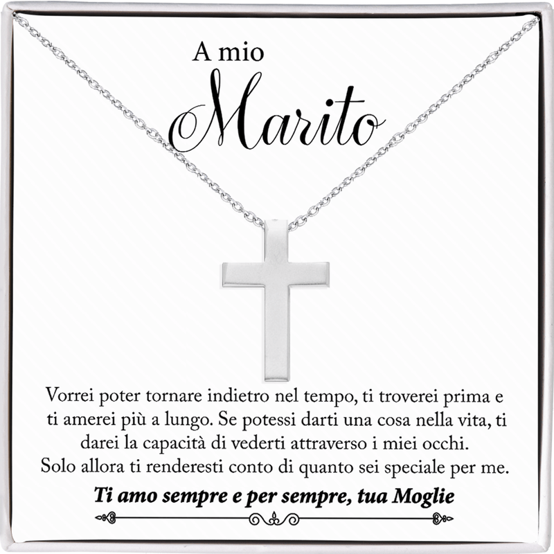 Collana Croce Argento sterling 925 - A mio Marito