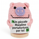 Peluche Crochet Con base in legno - Maialino Portafortuna