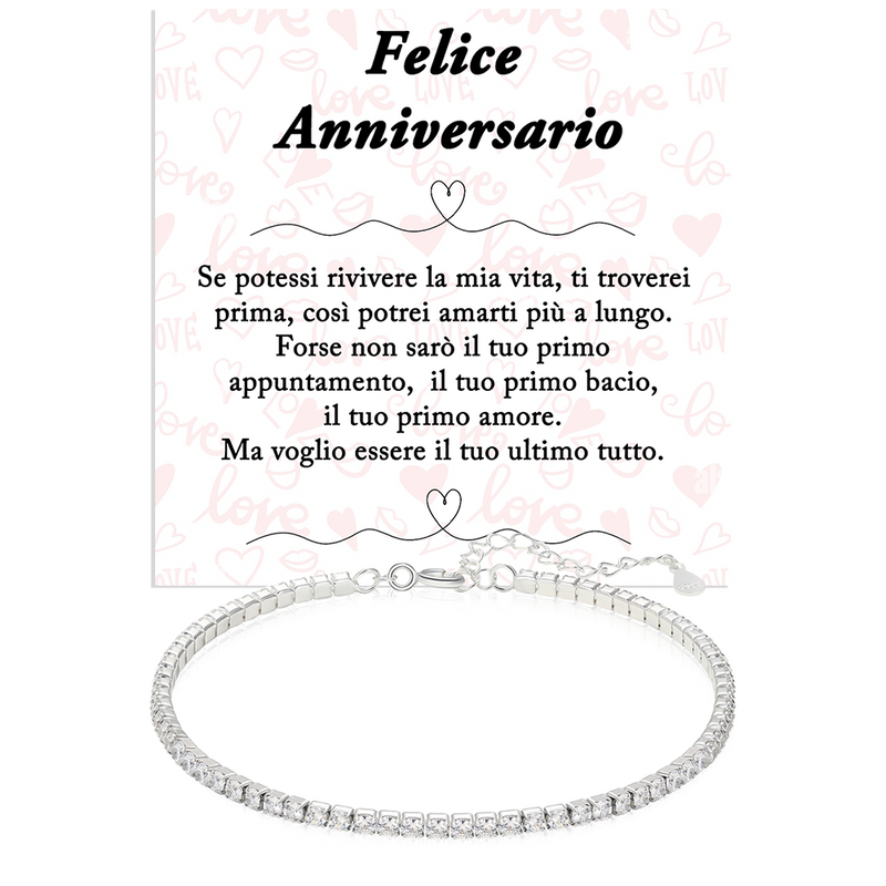 Bracciale Tennis in Argento Sterling 925 -  Felice Anniversario