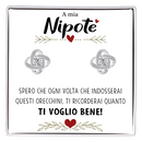 Orecchini Nodo con Pietra in Acciaio chirurgico - A mia Nipote