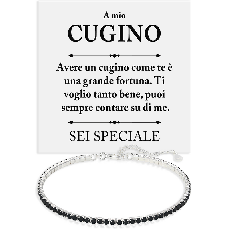 Bracciale Tennis Nero in Argento Sterling 925 - Cugino