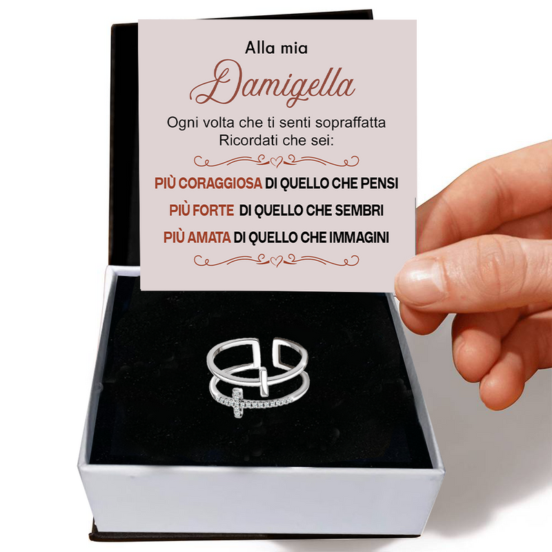 Anello da Donna in Argento Sterling 925 Per la mia damigella - Croce