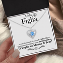 Collana A mia Figlia con Pietra Azzurra - Ti Voglio un Mondo di Bene.