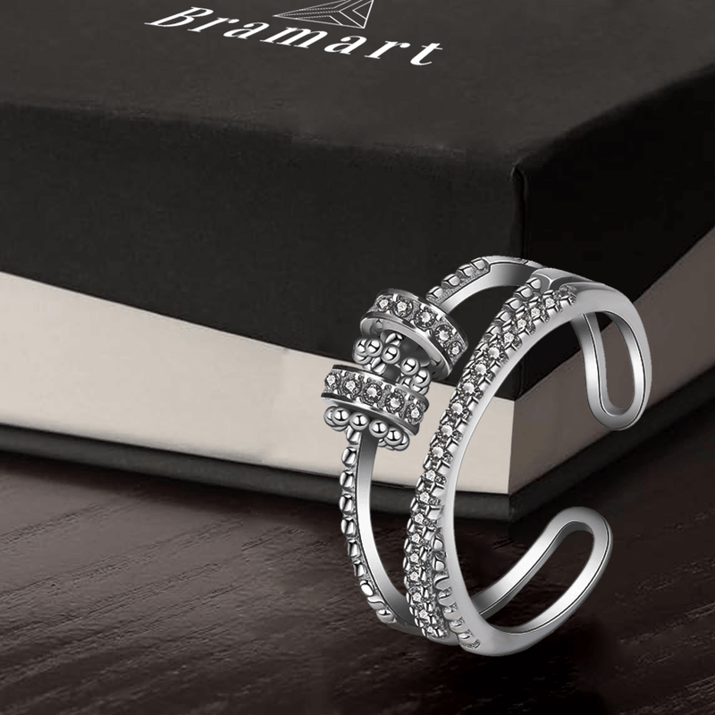 GWAWG 4 anelli per ansia da donna, argento antistress, anelli spinner con perline, anello aperto regolabile per ragazze adolescenti GWAWG 4 anelli per ansia da donna, argento antistress, anelli spinner con perline, anello aperto regolabile per ragazze adolescenti