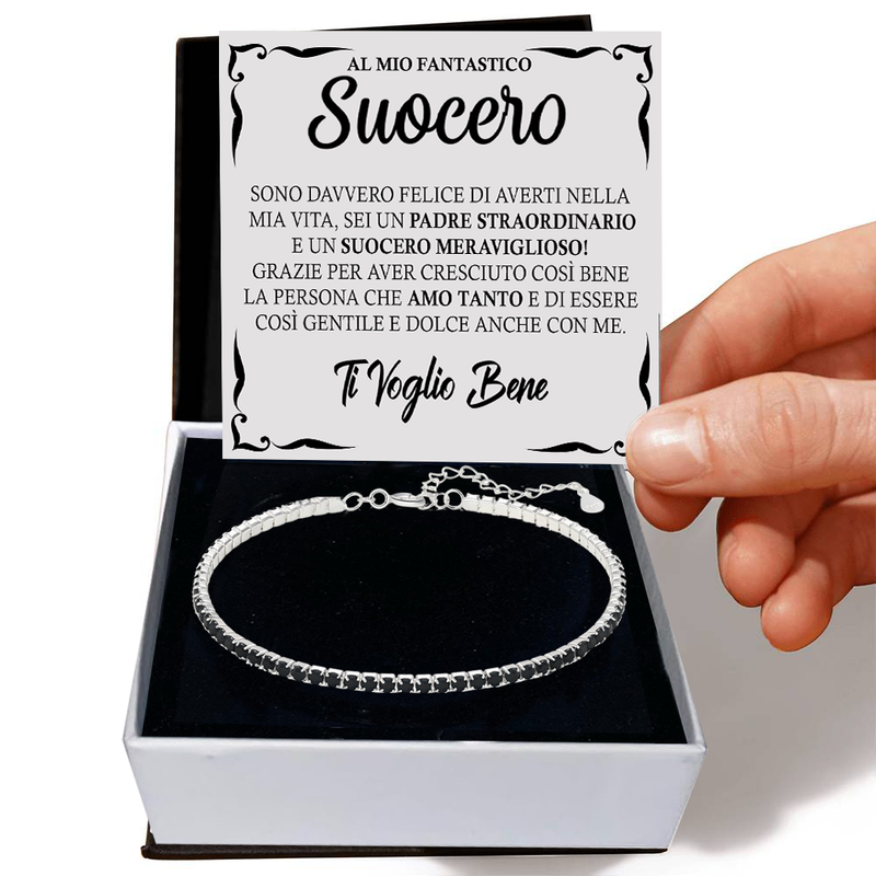 Bracciale Tennis Nero in Argento Sterling 925 - A mio Suocero