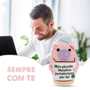 Peluche Crochet Con base in legno - Maialino Portafortuna