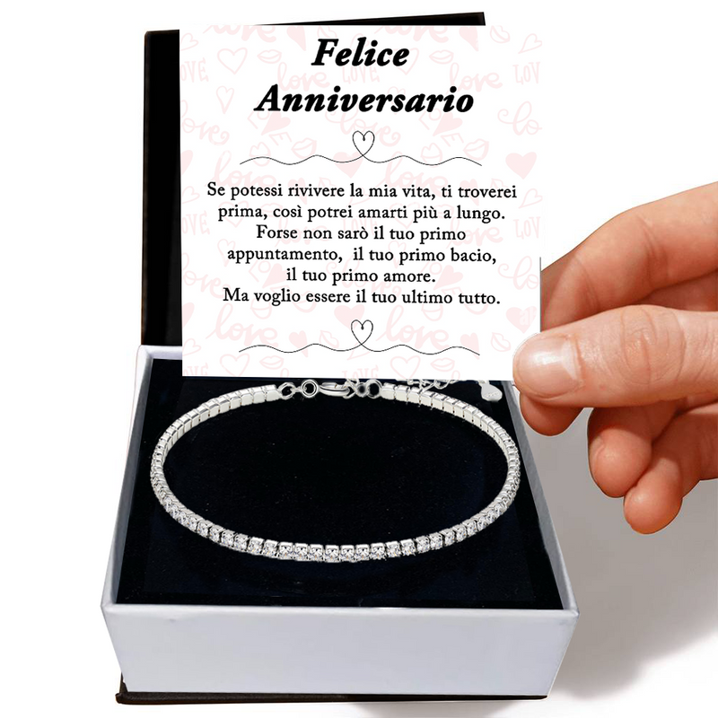 Bracciale Tennis in Argento Sterling 925 -  Felice Anniversario