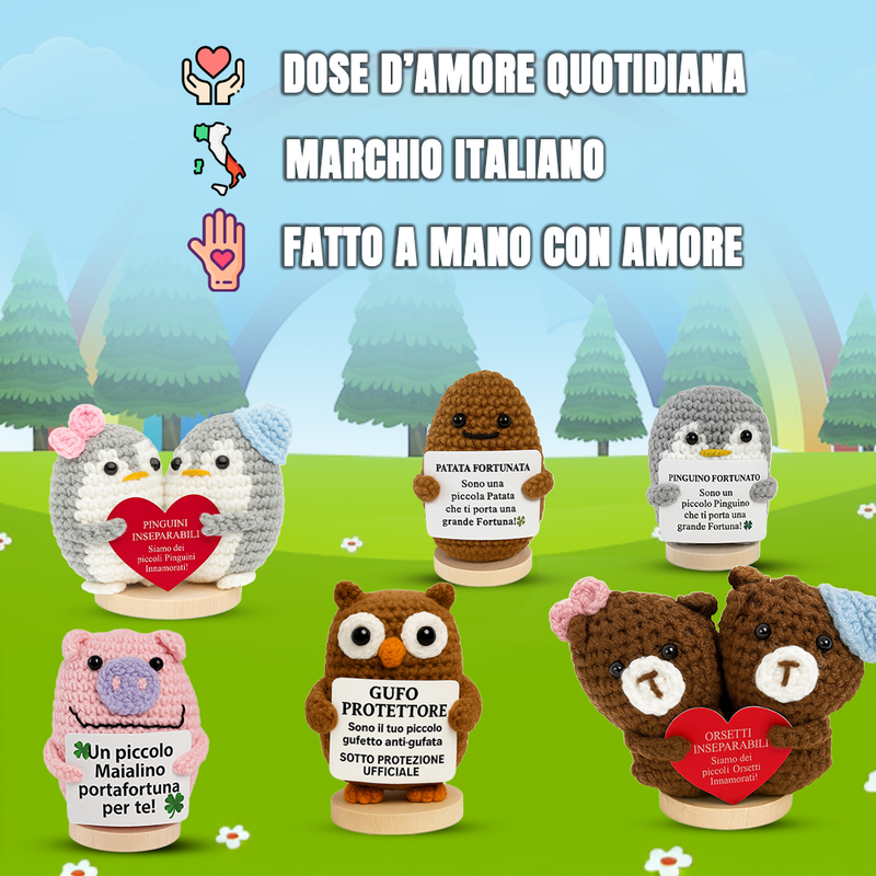 Peluche Crochet Con base in legno - Gufo Protettore