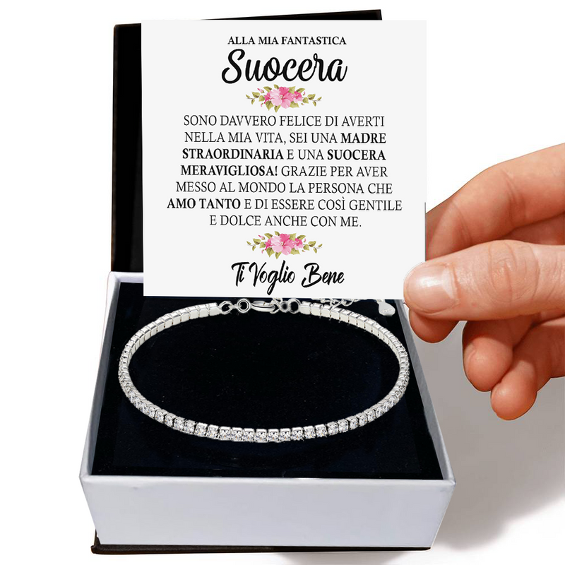 Bracciale Tennis in Argento Sterling 925 - Alla mia Fantastica Suocera