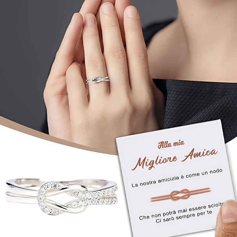 Anelli In Argento 925 Regolabili Con Nodo D'amore - 2 Pezzi, Regalo Perfetto Per Anniversari O San Valentino