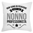 Cuscino 38x38 Cuscino Nonno professionista Grigio e Nero Hoplix