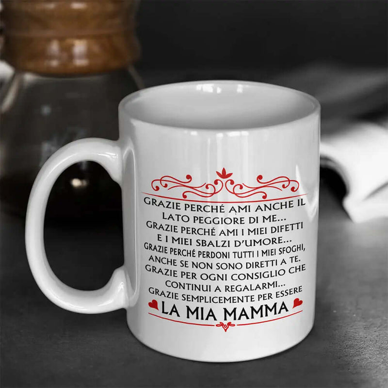 TAZZA LATTE tazza di compleanno mamma personale grazie per averci